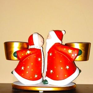 PartyLite Holiday Cheer Kissing Clauses Tealight Holder